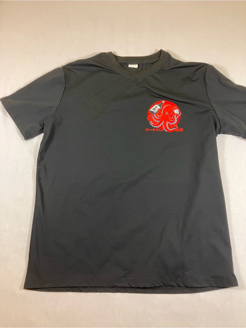 Source Unknown Black Short-Sleeve Tee with Red Octopus Patch